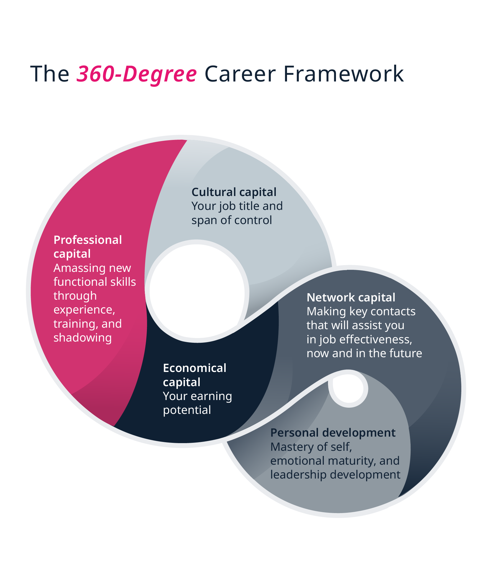 The 360-degree career framework: professional capital, culture capital, economic capital, network capital, personal capital
